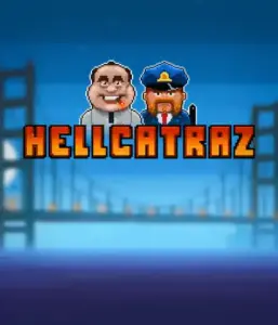 Dive into the action-packed world of the Hellcatraz game by Relax Gaming, highlighting a cartoonish prisoner and a guard with the infamous Alcatraz prison and San Francisco skyline in the background. This graphic portrays the fun and humor of an Alcatraz-inspired game, perfect for fans of retro gaming, providing a captivating adventure. 