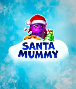  Experience the whimsical "Santa Mummy" slot game by Belatra, highlighting a Santa-clad mummy decked out in festive holiday attire. This vibrant image captures the mummy with a vivid purple hue, wearing a Santa hat, against a backdrop of snowy blue and icy snowflakes. The game's title, "Santa Mummy," is prominently displayed in large, frost-like blue letters.