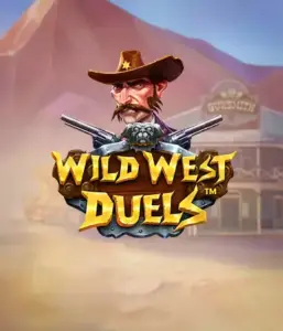  Step into the rugged world of "Wild West Duels" by Pragmatic Play, featuring a hardened gunslinger ready for a showdown. The image shows a resolute cowboy with crossed pistols, framed by a desert backdrop. His sharp gaze and elaborate attire embody the spirit of the Old West. The game's title is clearly displayed in an ornate font, adding to the exciting theme. 